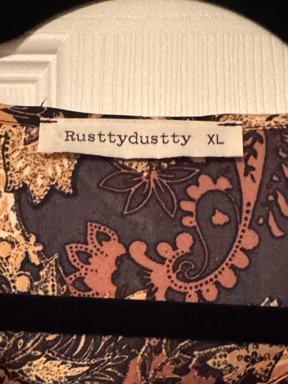 Rusty Dusty Sz XL Boho Paisley Patchwork Long Sleeve Maxi Dress in Rust & Black - Picture 2 of 9